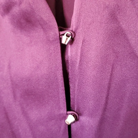 100% Silk Antonio Melani Purple Long Sleeve Blouse - Picture 4 of 6